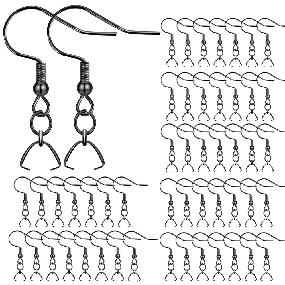 Earring Hooks 50PCS/25Pairs, Stainless Steel Ear Wires Fish Hooks, Hypo-allergenic Jewelry Findings Parts for DIY Jewelry Making