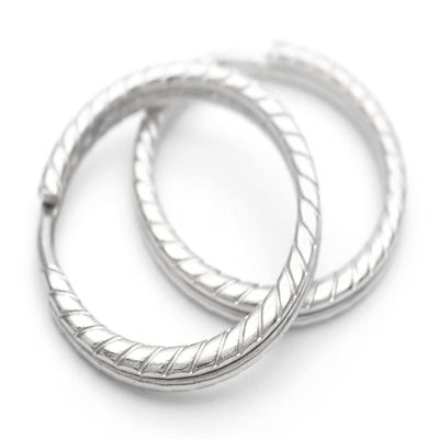 CRAFTMEMORE 20pcs Key Rings Keychain Rings Metal Spiral Patterned Split Rings for Car Keys Attachment DIY Leathercraft PTK2 (29 mm, Silver)