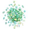 200 Pieces Bulk Iridescent Mosaic Glass Tiles, 4 Shapes Mixed Stained Glass Tile Pieces for Mosaic Craft,Leaf Green view 1