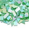 200 Pieces Bulk Iridescent Mosaic Glass Tiles, 4 Shapes Mixed Stained Glass Tile Pieces for Mosaic Craft,Leaf Green view 2
