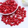 Briskbloom 200PCS 12mm Flatback Half Pearls for Crafts Jewelry Scrapbooking, Flatback Pearls for Crocs Shoes Cups Clothes, Imitation Loose Pearl Beads Gems (Red) view 1