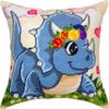 Brvsk Playful Stamped Cross-Stitch Kit for Adults and Beginners Little Triceratops 1616 with Clear, Precise Printed Design on Cotton Canvas; Includes 2 Needles, Yarn, and Easy-Read Chart view 1