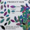 LITMIND 120PCS Iridescent Black Stained Glass Mosaic Tiles Precut Petal Shapes in 2 Sizes, Rainbow Leaf Craft Kit for DIY Mosaic Art Projects view 4