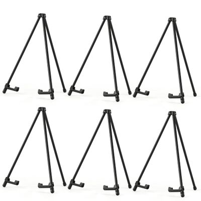 Somime 14" High Tabletop Instant Display Easel - Black Steel Small Tripod Easel Stand with Adjustable Holders for Pictures, Paintings, Posters and Store Signs(6 Pack)