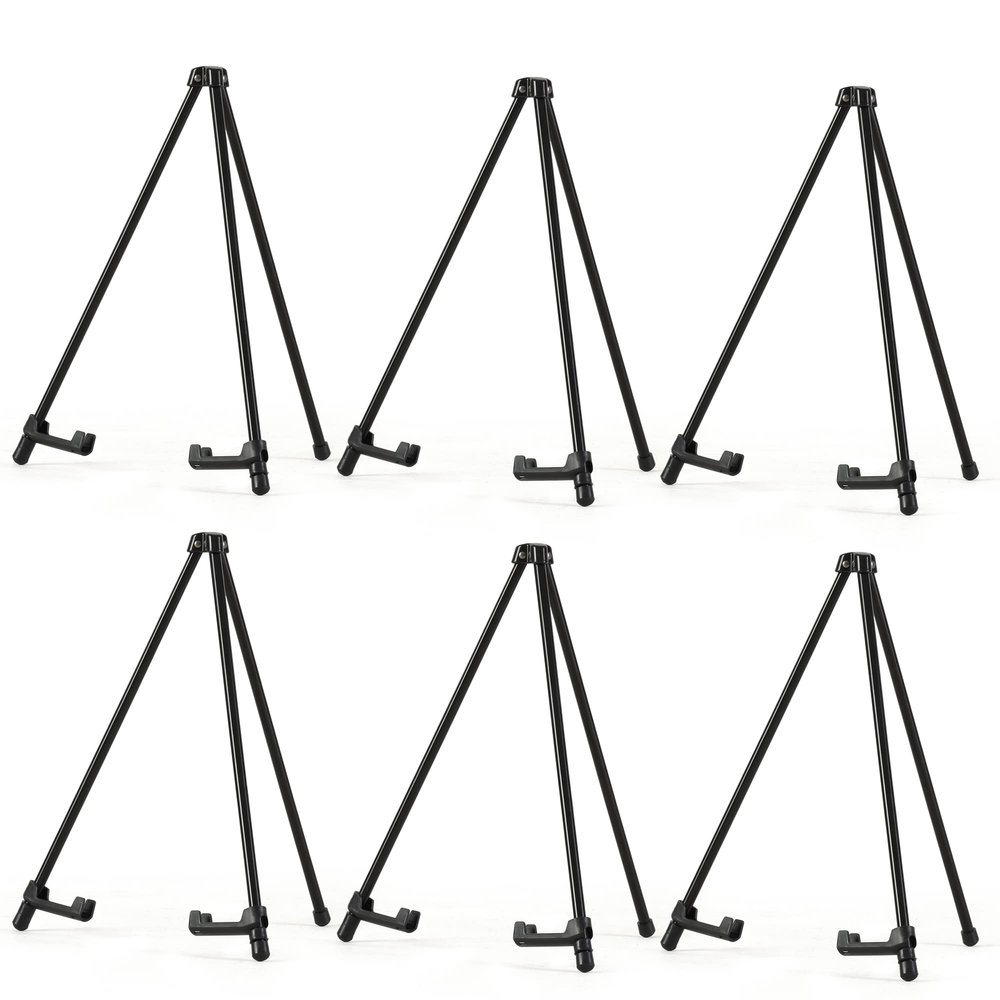 Somime 14" High Tabletop Instant Display Easel - Black Steel Small Tripod Easel Stand with Adjustable Holders for Pictures, Paintings, Posters and Store Signs(6 Pack)