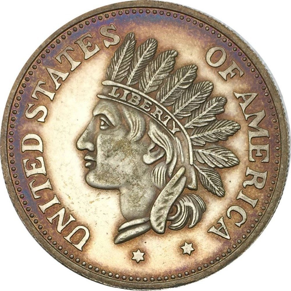 Rare 1851 American US United States Indian Head Dollar Restrike Replica Silver Color Coin. Discover Now!