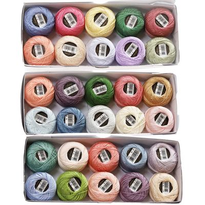 Asmoothread 30 Balls Size 8 Lace Cotton Thread Set - 43 Yards Each, 5 Grams, 100% Mercerized Cotton