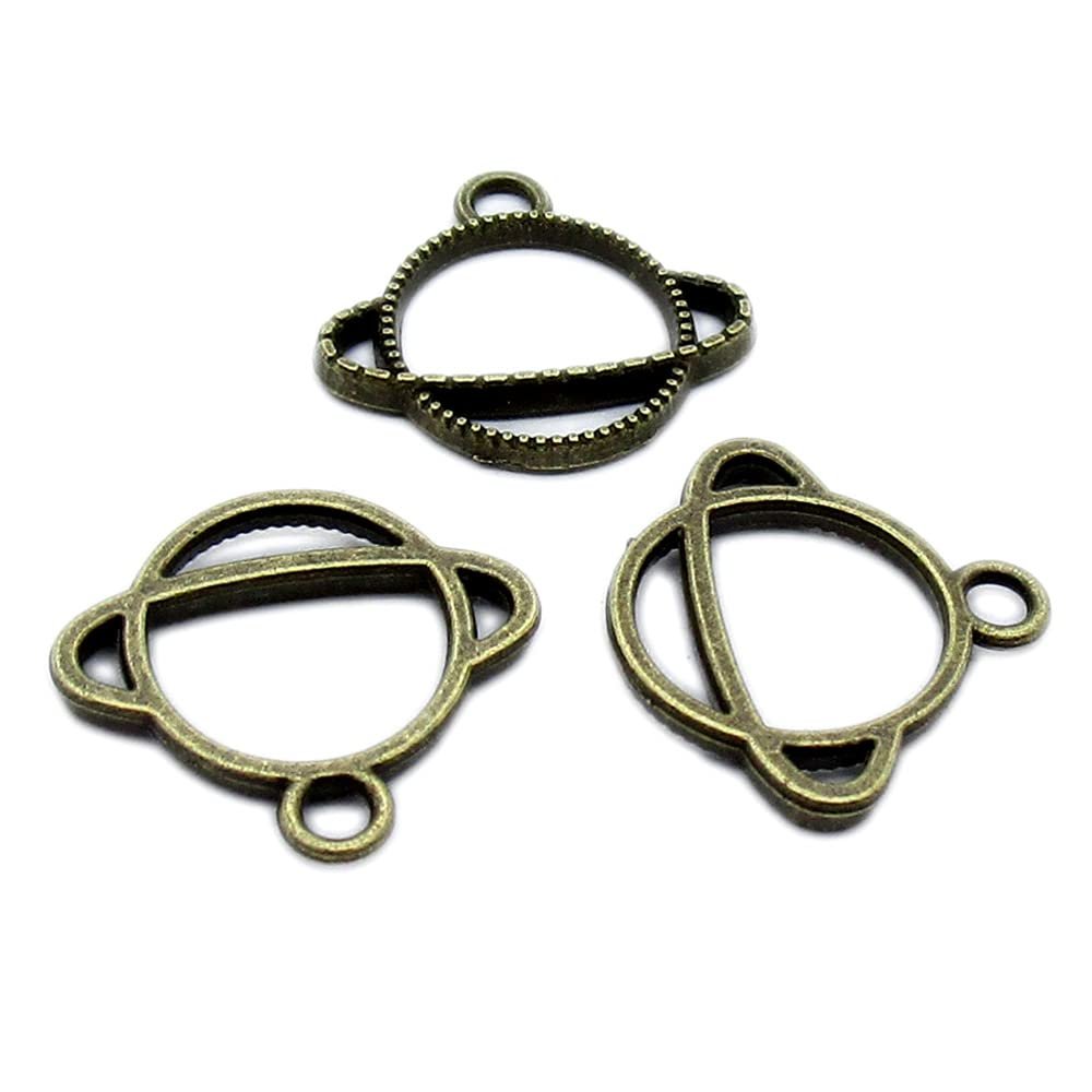 40 PCS Antique Bronze Plated Jewelry Making Charms Findings Bulk Wholesale GG9P5N Star Planet Cabochon Frame