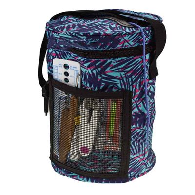 Crochet Hooks Needles Yarn Organizer Portable Knitting Yarn Blue Bag Round Tote Bag Storage Wool Skeins Yarn Ball Holder with Shoulder Strap