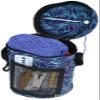 Crochet Hooks Needles Yarn Organizer Portable Knitting Yarn Blue Bag Round Tote Bag Storage Wool Skeins Yarn Ball Holder with Shoulder Strap view 2