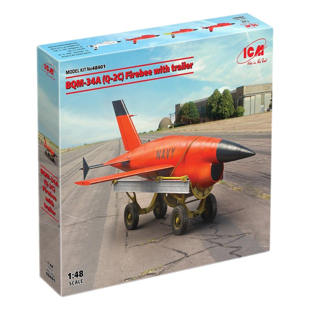 ICM 48401 - Plastic Military Plane BQM-34A (Q-2C) Firebee with Trailer. Airplane Model - Scale 1:48