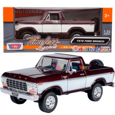 1978 Bronco 1:24 Diecast Model Car SUV SUT Truck Motormax 79372 (Burgundy with White)