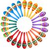 Civaner 12 Pcs Mini Fiesta Maracas for Adults Cinco De Mayo Maracas Mexican Decorations 6 Designs for Mexican Props, 4.92 x 1.38 Inch view 1