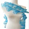 PEPPERLONELY 1 Yard 3 Inch Wide Chiffon Lace Mesh Gauze Ruffles Lace Trim for Wedding Decoration Gift Wrapping Tutu Skirts - Blue view 2