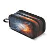 Baseball Ball in Fire and Water Pencil Case 3 Compartment Pen Bag Pouch Holder Box School Portable Stationery Storage Bag for Girls Boys view 1