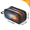 Baseball Ball in Fire and Water Pencil Case 3 Compartment Pen Bag Pouch Holder Box School Portable Stationery Storage Bag for Girls Boys view 3