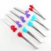 Briartw 9 PCS 3 Colors Heart/Hand/Glove Shapes Cute Mini Tongs Silicone Non-Slip Handle It Tool Heat Resistant Craft Supplies for Card Beads Food Pick up Kitchen Gadgets view 1