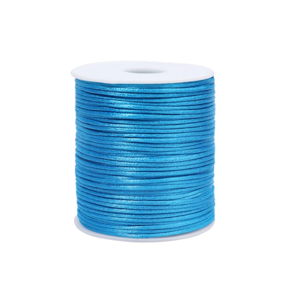 Paybous 1.5 mm x 110 Yards Nylon Satin Cord Beading Braided Thread String for Chinese Lucky Knotting Rattail Macrame Necklaces Bracelets Jewelry Making (Lake Blue)