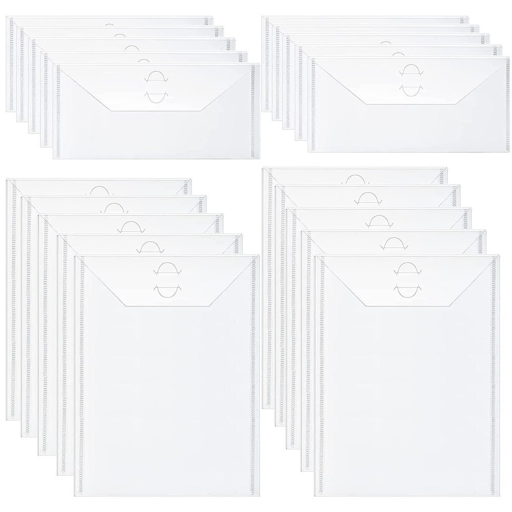 20 Pack Transparent Plastic Storage Bags for Die and Stamps 2 Size PVC Clear Envelope Pockets Holder Scrapbooking Storage Cutting Dies Stencil Organizer Holder Album Embossing Crafts Card Making