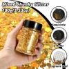 HTVRONT Gold Glitter for Crafts - 100g Holographic Chunky Glitter for Resin, Iridescent Glitter for Nail, Decor, Art view 3
