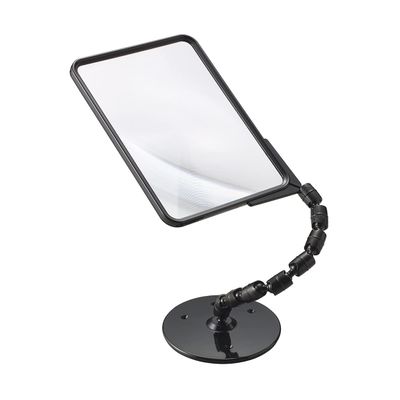 MANFER Rectangular Page Magnifier with Stand and Flexible Neck, 1.8X Magnification Hands Free Magnifying Glass Desktop, Perfect for Reading,Hobbies,Task Crafts or Workbench
