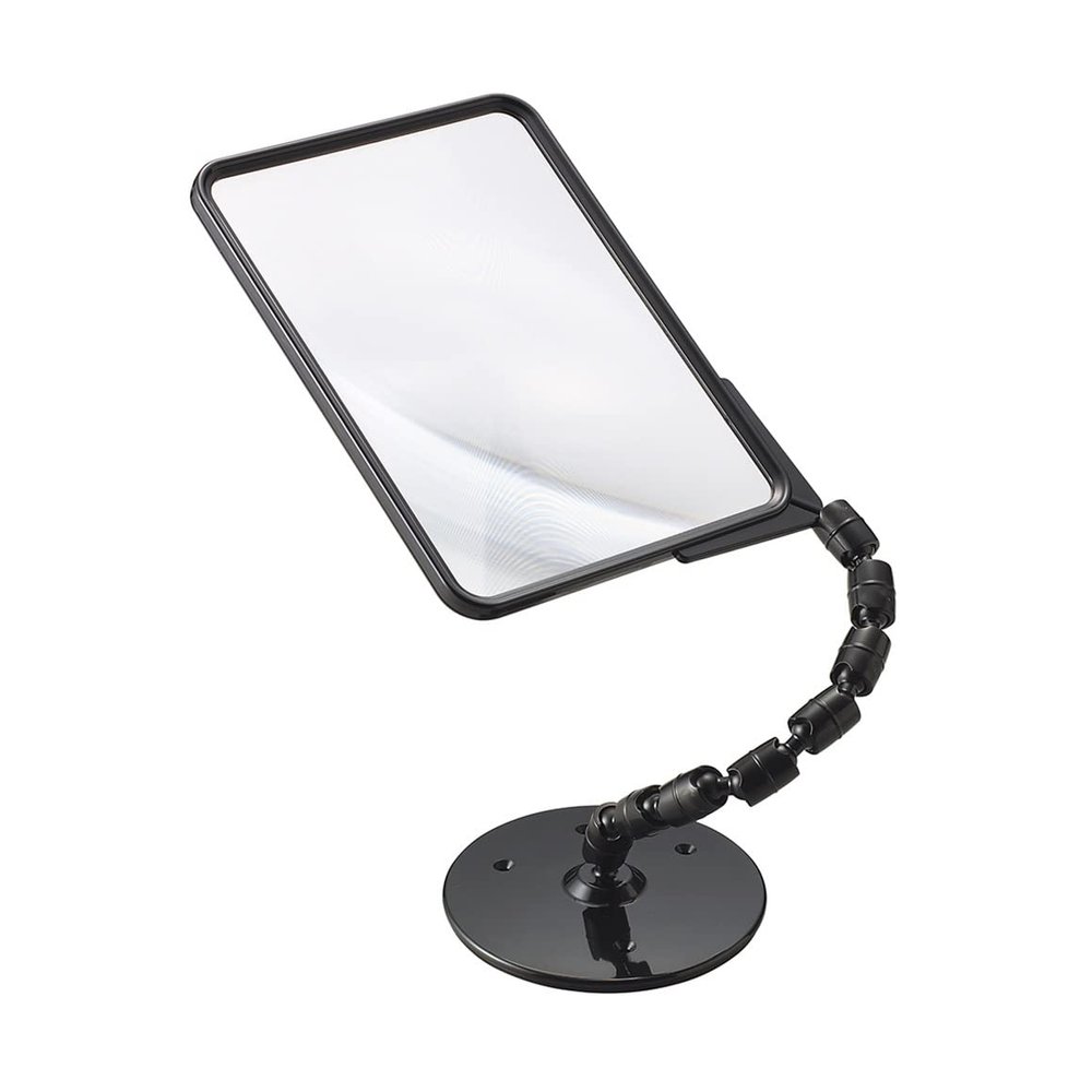 MANFER Rectangular Page Magnifier with Stand and Flexible Neck, 1.8X Magnification Hands Free Magnifying Glass Desktop, Perfect for Reading,Hobbies,Task Crafts or Workbench