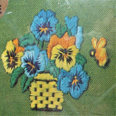 Pansy Basket Embroidery Kit 4" x 5"