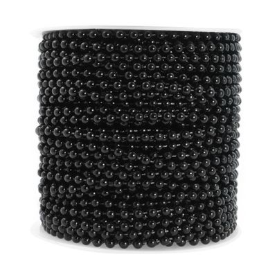 Mandala Crafts Faux 4mm Black Pearl Beads Chain Roll 44 Yards Pearls Garland Strand Strings for Wedding Decor, Floral Arrangements, Christmas Trees & Event Decorations