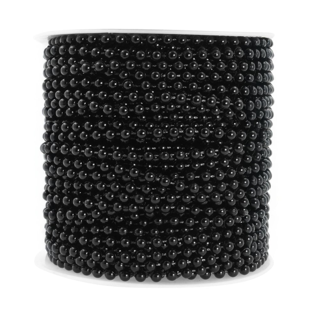 Mandala Crafts Faux 4mm Black Pearl Beads Chain Roll 44 Yards Pearls Garland Strand Strings for Wedding Decor, Floral Arrangements, Christmas Trees & Event Decorations