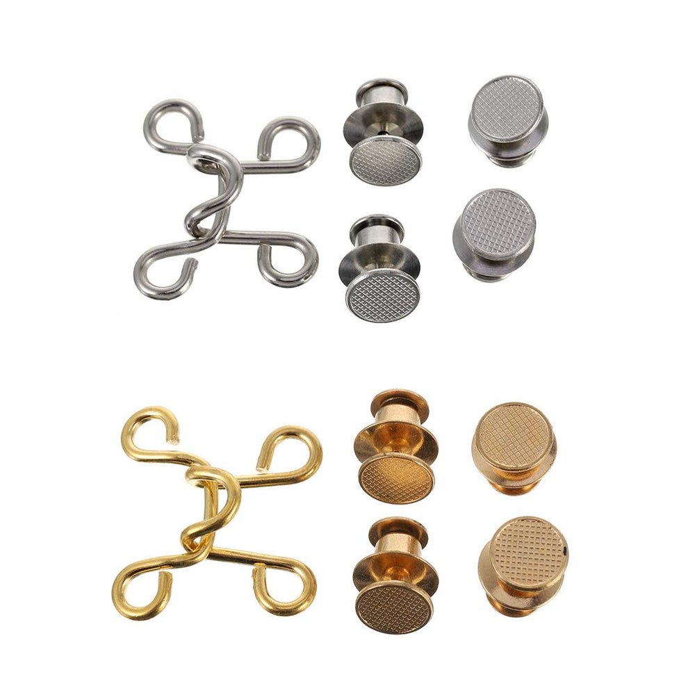 2 Sets Button Trouser Waistband Expander Jeans Buckle Nail- Waist Buckle Jean Tightener s Cloth Snap Fastener Gold Pants Lip Gloss Small Metal