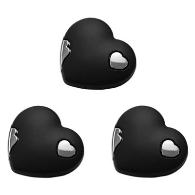 6 PCS Cute Two-Color Love Heart Shank Buttons Resin Sewing Buttons Metal Shank Buttons Decorative Buttons for Crafting Sewing Black Base Silver Heart 18mm