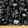 Feelyou Floarl Upholstery Fabric by The Yard, Farmhouse Flowers Pattern Reupholstery Fabric for Chairs, Garden Floral Botanical Decorative Waterproof Outdoor Fabric, 1 Yard, Black White view 1