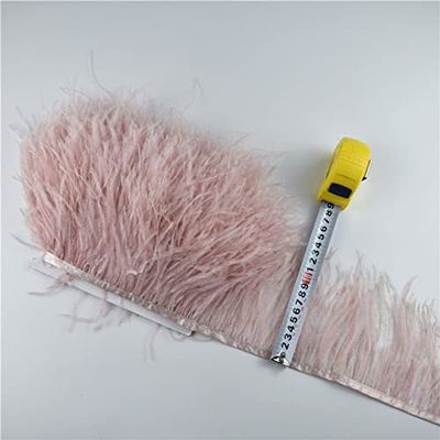 Zamihalaa - 10Meters 10-15CM Real Ostrich Feathers Ribbon Fringe Trimmings Sewing White Ostrich Feather Trim Wedding Accessories Decoration