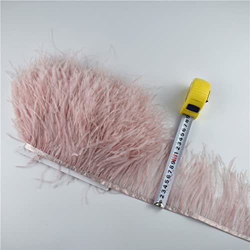 Zamihalaa - 10Meters 10-15CM Real Ostrich Feathers Ribbon Fringe Trimmings Sewing White Ostrich Feather Trim Wedding Accessories Decoration