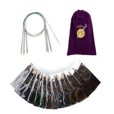 40 Inch Fixed Needle Set Stainless Steel Circular Knitting Needles with Twist Colored Cord Bundle, Lightweight & Smooth for Beginners Handmade DIY Size 1-15