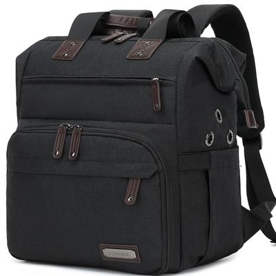 Knitting Bag Backpack Yarn Storage Organizer Travel Bag with USB Charging Port, Tote Bag Holder for Knitting Needles, Crochet Hooks, Accessories - Black