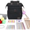 Knitting Bag Backpack Yarn Storage Organizer Travel Bag with USB Charging Port, Tote Bag Holder for Knitting Needles, Crochet Hooks, Accessories - Black view 2