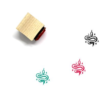 Evil Snake Wooden Rubber Stamp No. 1 (0.5" x 0.5")