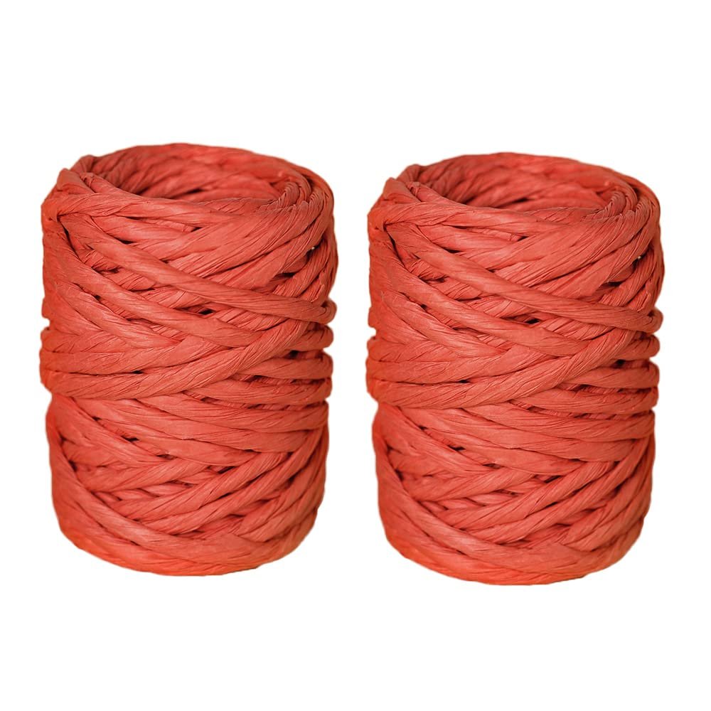2Roll 15.31Yard Paper String Roll,Twisted Craft Raffia Paper Ribbon Thread Twine Cord Rope, Wrapping Ribbon for Wedding Party Decor Flower Wrapping Rustic Decor DIY Making Flower Basket Packaging