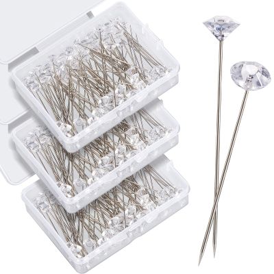 Outus 600 Pieces Diamond Pins for Bouquet 2 Inch Rhinestones Corsages Pins Crystals Gems Floral Diamond for Mother's Day Flower Wedding Bouquet Bridal Hair Accessories Jewelry Decor DIY Craft Sewing
