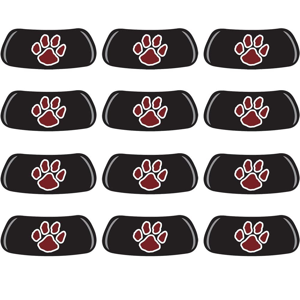 Anderson's Maroon Paw with White Outline EyeBlacks, 12 Pairs per Package, School Spirit, Face Stickers, Sports Fan Gear, Football Cheerleader Accessories, Homecoming