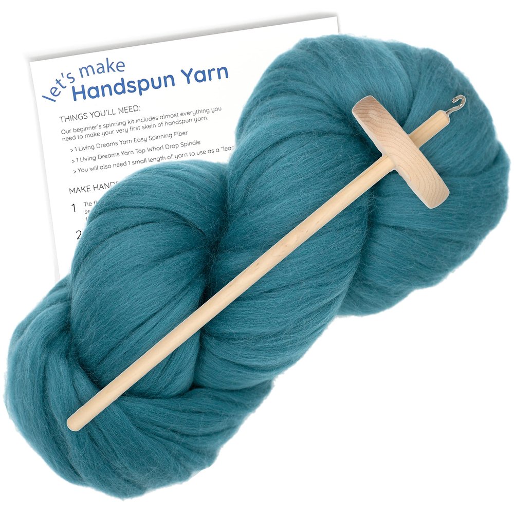 Learn to Spin - Beginner's Spinning Kit with Drop Spindle and Merino Pencil Roving. Choose Your Color and Make Yarn! Color: Everest