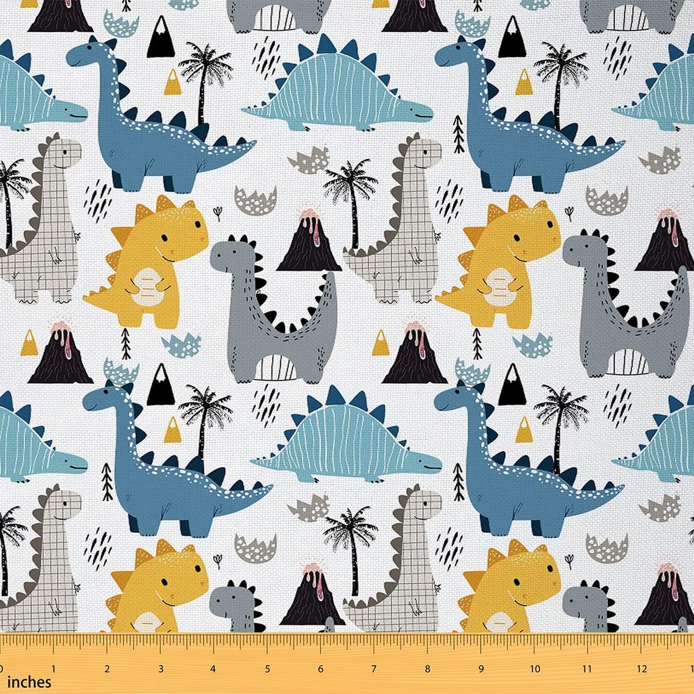 Dinosaur Fabric By The Yard Kids Boys Girls Cute Cartoon Animal Upholstery Fabric for Chairs Kawaii Dinosaur Decorative Fabric for Quilting Sewing Clothing Gift DIY Art Precut Fabric 10 Yards