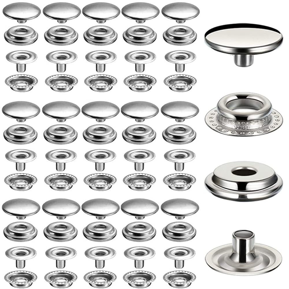 1000 Pieces Stainless Steel Snap Fastener, BetterJonny 15mm Heavy Duty Snap Button Press Stud Cap for Jeans Fabric Jackets Clothes Bag Leather DIY Craft