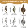 BEEFLYING 48Pcs 6 Style Gold Silver Tibetan Snake Charm Metal Alloy Cobra Snake Witch Charm Antique Gold Bronze Serpent Connector for DIY Bracelet Jewelry Craft Making view 2
