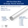 16 Gauge, 999 Fine Silver Wire, Round, Dead Soft - 4 FT - for Jewelry Art from WIZART view 2