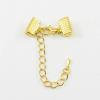 Lasenersm 20Pcs Gold Ribbon End Clamp Crimps with Lobster Clasp and Extension Chain for Jewelry Making, 6mm view 3