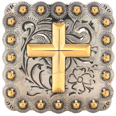 Cross Berry Concho 2-1/4" Antique Silver and Rose Gold 7547-60
