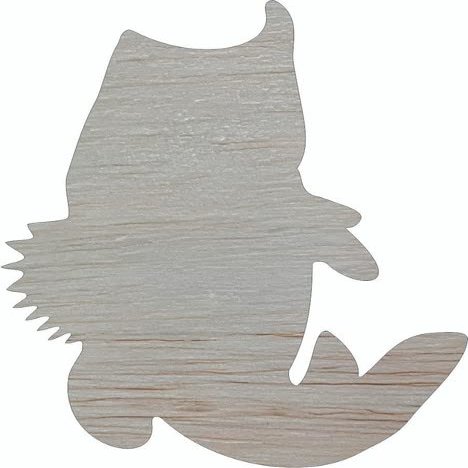 Bass Fish Wood Shape, Unfinished Animal 9" Craft, Wooden Cutout