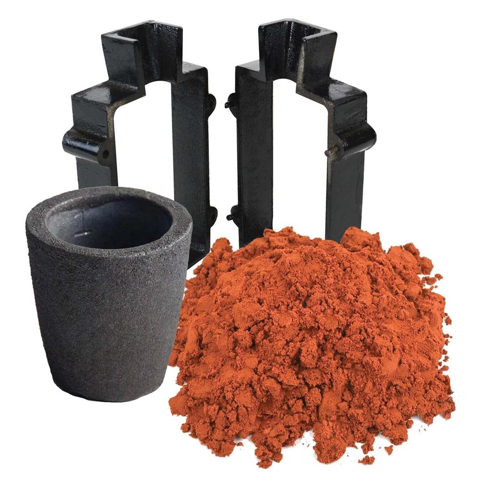 Sand Casting Set Kit with 4.4 Lbs Delft Clay Sand, Cast Iron Mold Flask Frame & 1 Kg Foundry Graphite Crucible Melting Casting Refining Gold Silver Copper Jewelry Making